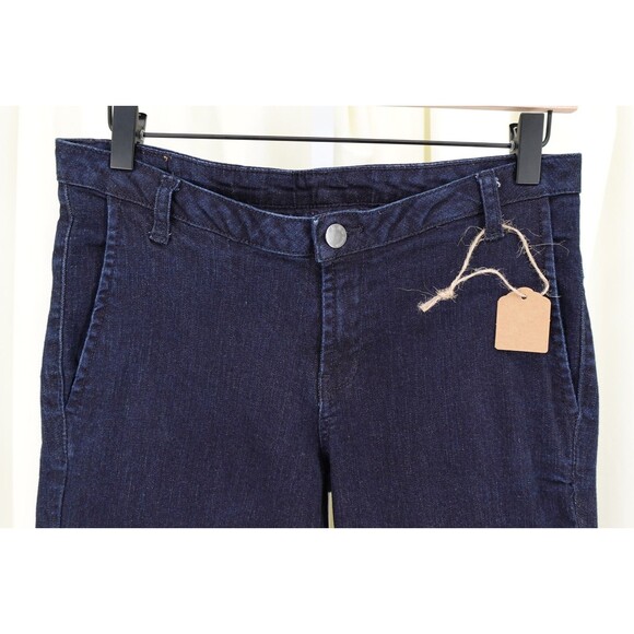 MNG By Mango Women's Side Pocket Wide Leg Blue Tailored Stretch Denim Jeans SZ 6 - Picture 2 of 16